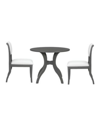  Oak Gray Round Dining Set- 39.4" Table + 2 Chairs