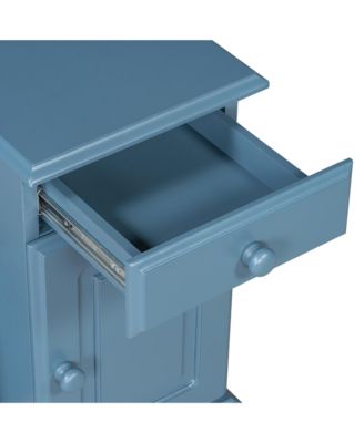 Vintage Flip Top End Table with USB & Drawer