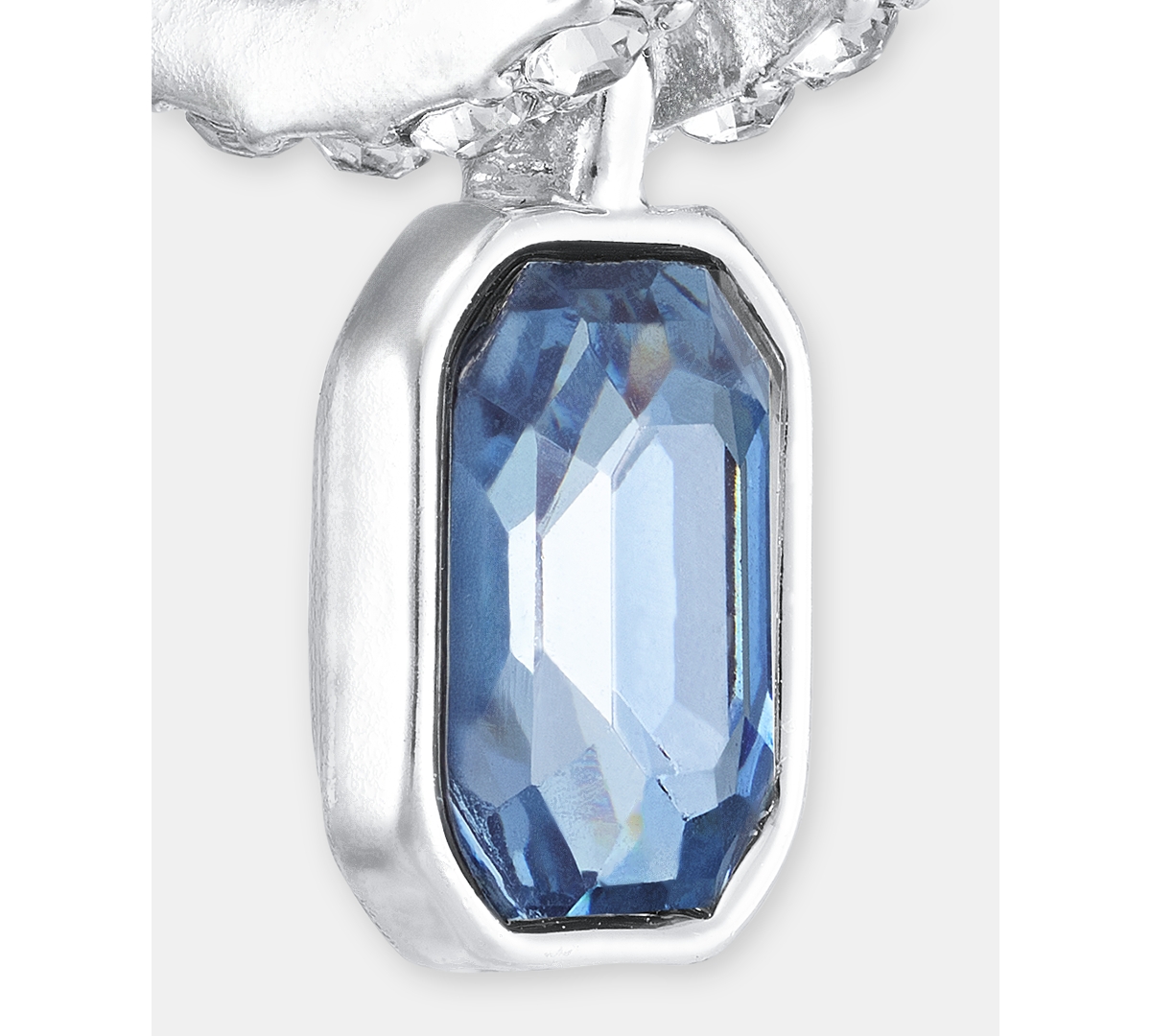 Anne Klein Emerald-Cut Stone Charm Pave Huggie Hoop Earrings