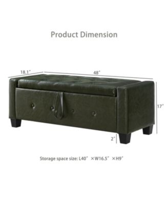 Streamdale 48" Storage Ottoman Bench - Tufted Faux Leather - Dark Green