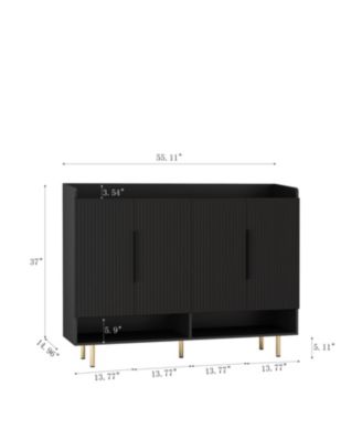 Streamdale Black Sideboard Shoe Cabinet with Adjustable Shelves