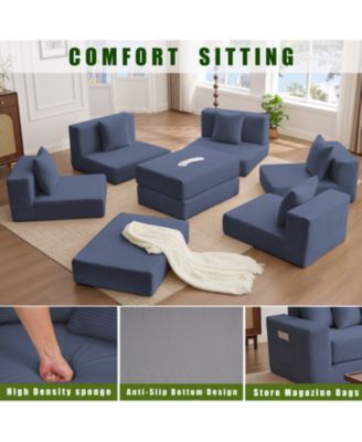 Streamdale 10-in-1 Corduroy Convertible Sectional Sofa with Pillows