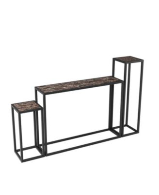 3-piece narrow hall table set industrial rural style brown/black