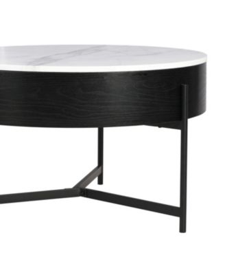 Round Lift-Top Coffee Table with Storage & 3 Ottoman