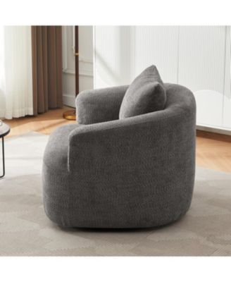 360 Swivel Accent Barrel Chair with Throw Pillow