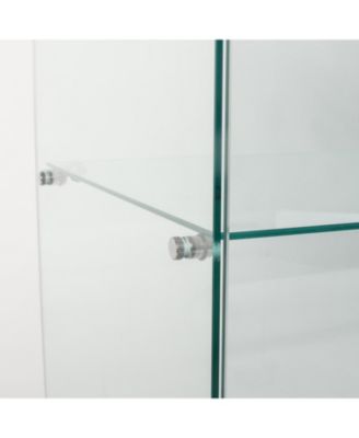 Two Door Glass Cabinet Glass Display Cabinet with 5 Shelves White