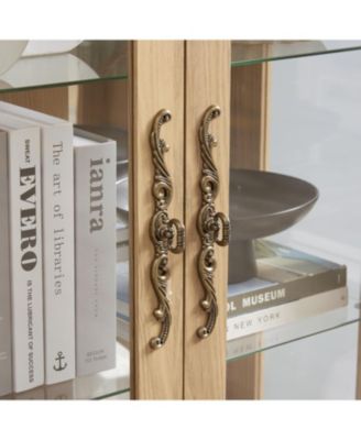 Lighted Glass Curio Cabinet - Light Oak