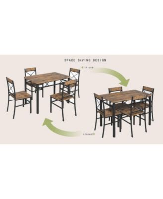 Rustic Brown Dining Table Set for 4