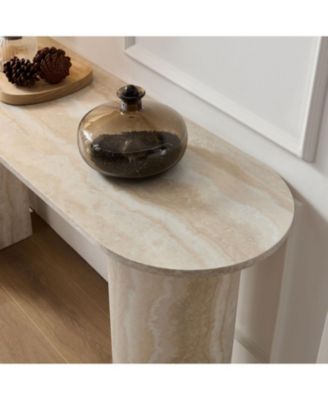 Faux Marble Console Table - Modern Skinny Sofa Table