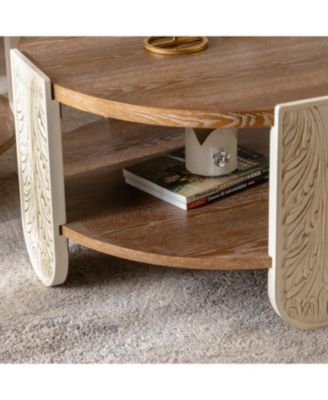 Carved Wood Coffee/End Table with Storage