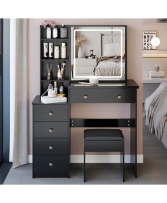 37" LED Mirror Vanity Table with Stool