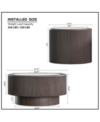  Marble Pattern Coffee Table Set - Round, Dark Brown