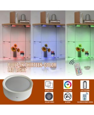 Modern Glass Display Cabinet w/ Drawers & LED Lights