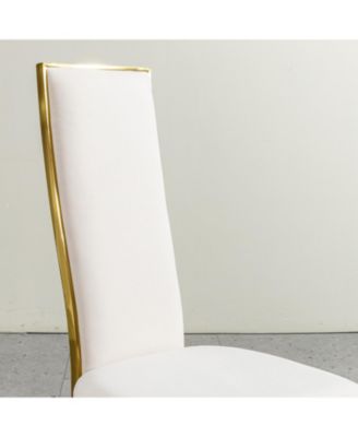 set of 2pcs Dining table gold stainless steel with white fabric