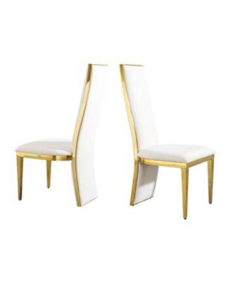 set of 2pcs Dining table gold stainless steel with white fabric