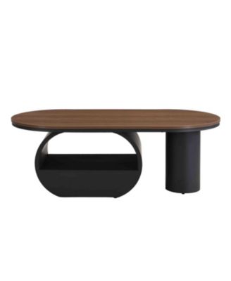 Luxury Industrial Oval Coffee Table w/ Drawer