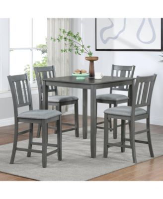 Counter Height Chairs Set of 4, Padded Seat, Gray