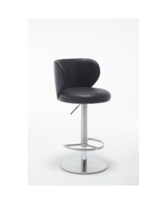 Titanium Leather Bar Stool, Swivel Adjustable Height