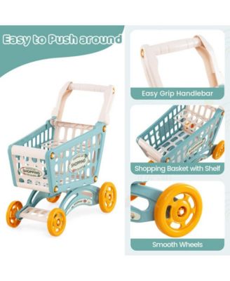 Kids Grocery Store Playset with Checkout Counter Shopping Cart and Pretend Food Accessories