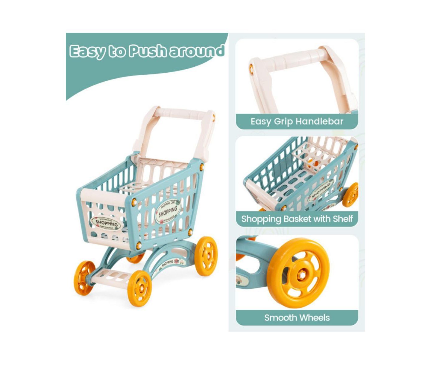 Детский игровой набор HONGGE Light-Up Scanner Grocery Store Playset with Shopping Cart, Ages 3+ — фото 11