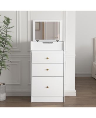  White Vanity Desk with Mirror for Makeup
