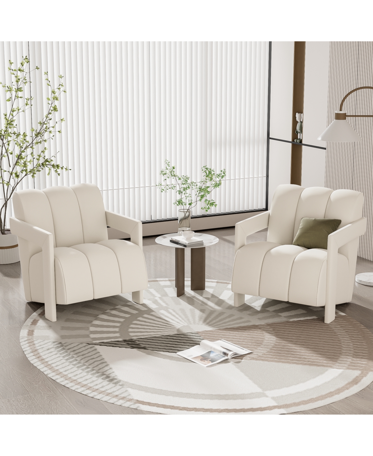 Streamdale Furniture Modern Armchair Set of 2, L-Arms, Polyester