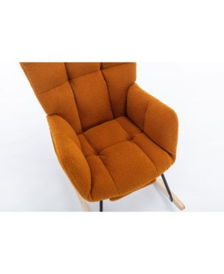 Teddy Fabric Rocking Chair With Adjustable Footrest,Caramel