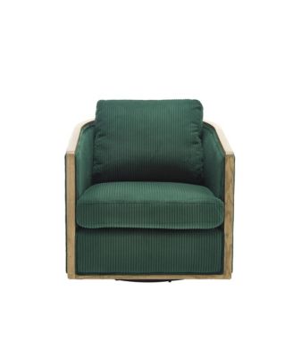Corduroy Swivel Barrel Chair for Living Room (Emerald