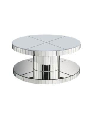 Luxury Round Mirror Coffee Table - Fluted Glass 31.5"