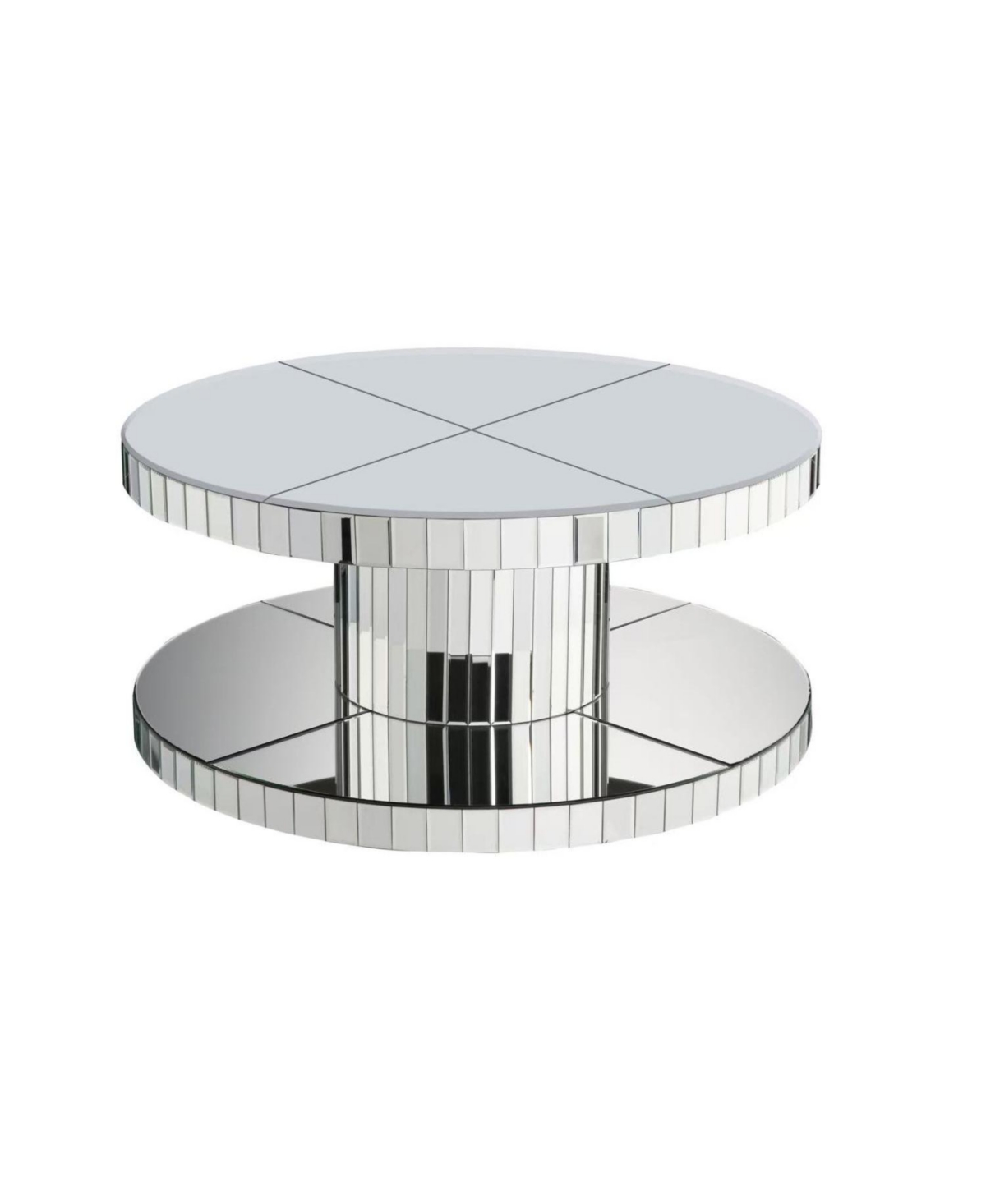 Streamdale Furniture Luxury Round Mirror Coffee Table - Fluted Glass 31.5"