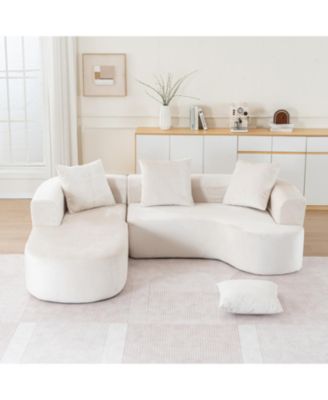 Modular Sectional Sofa L-Shape Chaise Beige Corduroy