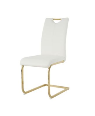 Modern Glass Circle Table & White PU Chairs (Set of 5)