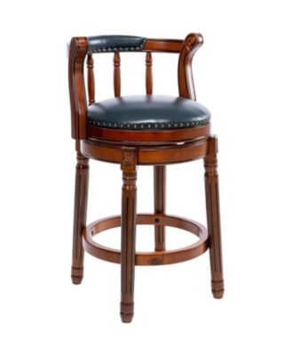 26" Swivel Leather Bar Stool - Blue