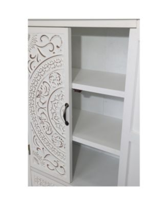 27" White Tower Cabinet - Rustic Wood Sideboard