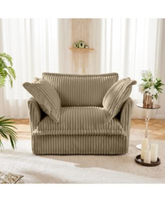 Camel Corduroy Slipcovered Armchair