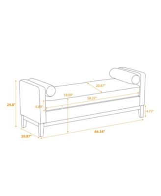 Elegant Ivory Boucle Upholstered Bench with Bolsters