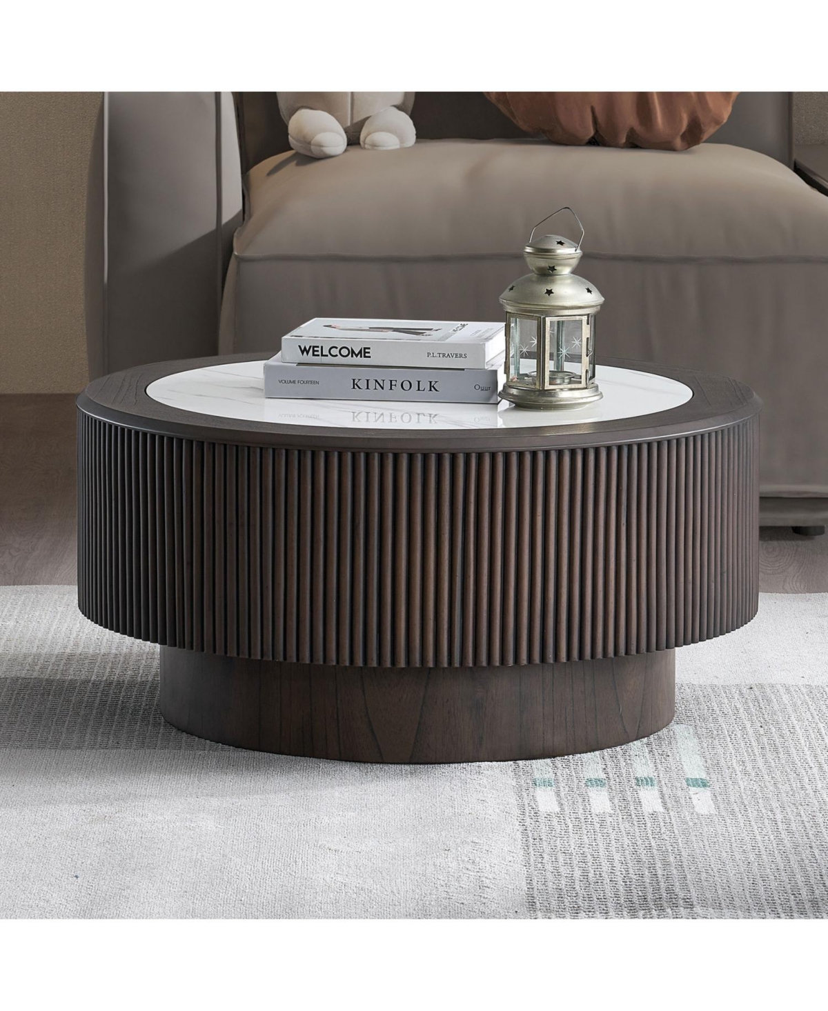 Streamdale Furniture Modern Marble Round Coffee Table
