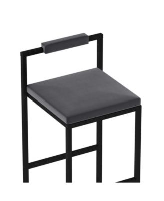 Velvet Bar Stools Set of 2, Counter Height, Black & Gray