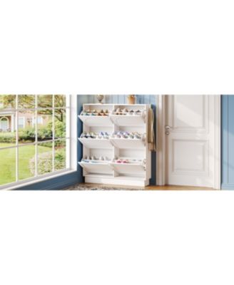 Streamdale Elegant Narrow Shoe Cabinet with 6 Drawers & Hooks