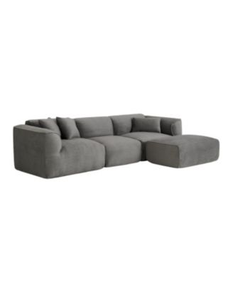 Luxury Velvet 4-Seater Sofa with Footstool & Throw Pillows