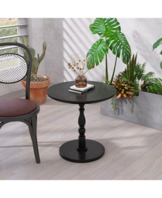 23" Black Round Accent Table - Modern Side/Nightstand