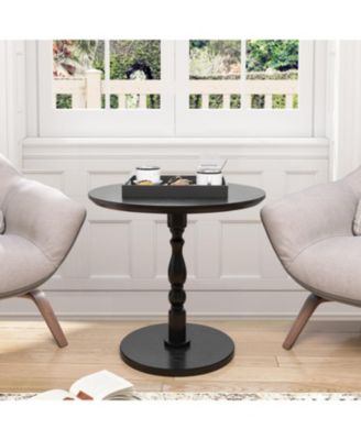23" Black Round Accent Table - Modern Side/Nightstand