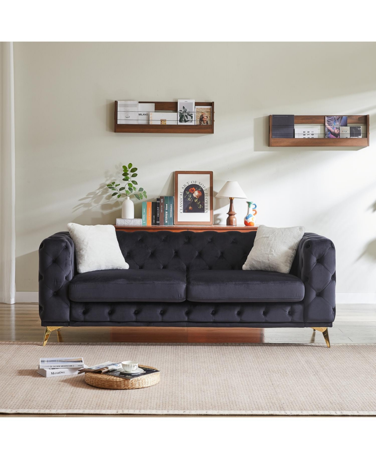 Streamdale Furniture Deluxe Velvet Chesterfield Sofa with Tufted Buttons