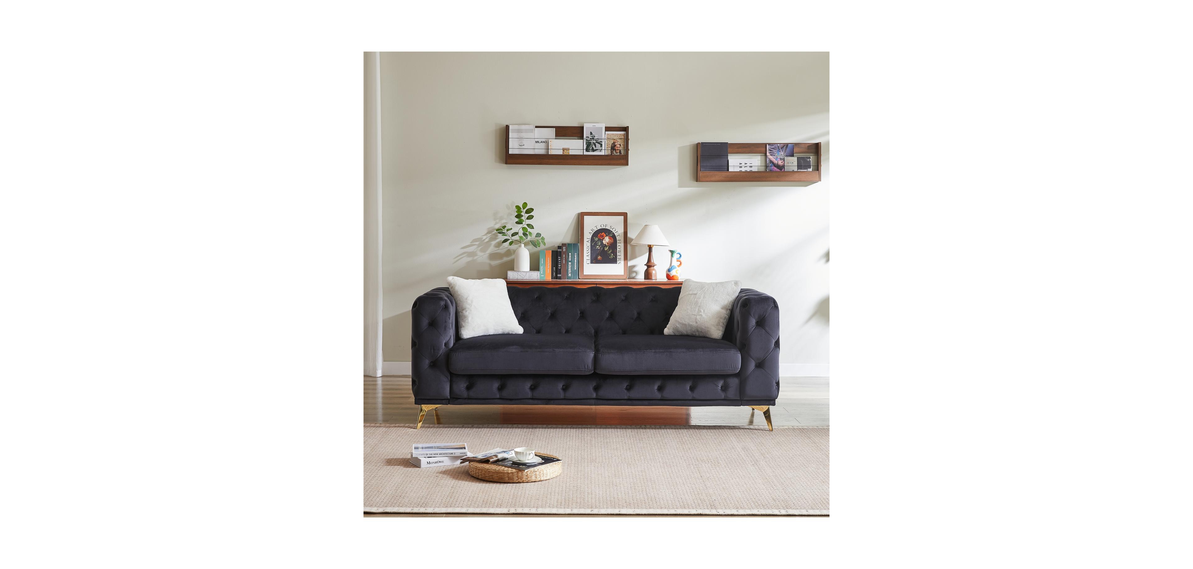 Streamdale Furniture Deluxe Velvet Chesterfield Sofa with Tufted Buttons