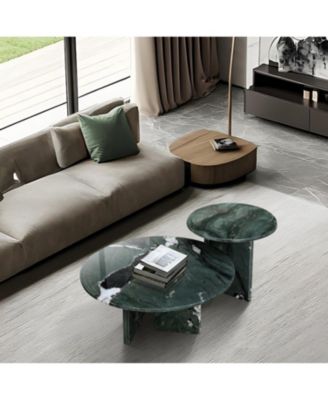 Marble Coffee Table Set - Natural Stone Living Room Tables