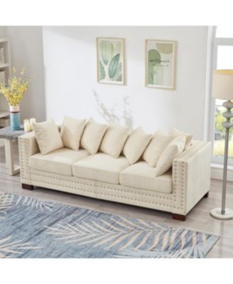 Modern Velvet Sofa with Silver Nails