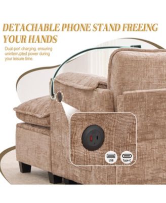 Oversized Sectional Sofa Cloud Couch w/ Ottoman, USB & Phone Holder