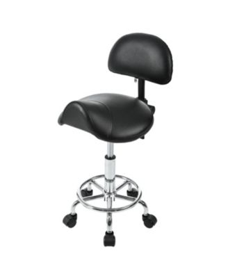 Ergonomic Saddle Stool with Back & Foot Rest, Rolling Adjustable Swivel Chair