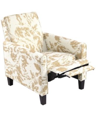 27.5" Recliner Chair, Solid Wood Legs, White & Yellow