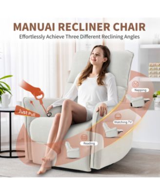 Swivel Rocker Recliner Chair, Nursery Glider, Modern Rocking Chair - Gray